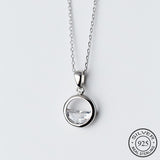 Silver Crystal Round Minimalist Pendant Necklaces