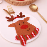 Santa Hat Reindeer Christmas Pocket Fork Knife Cutlery Holder