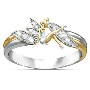 Fairy Angel Cross Heart Woman Rings