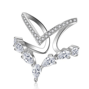 Luxury V-shaped Irregular Double Open Rings