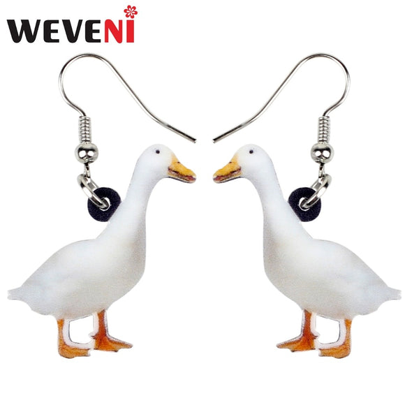 Acrylic Snowy Duck Fowl Earrings
