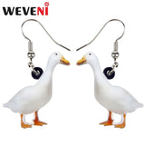Acrylic Snowy Duck Fowl Earrings